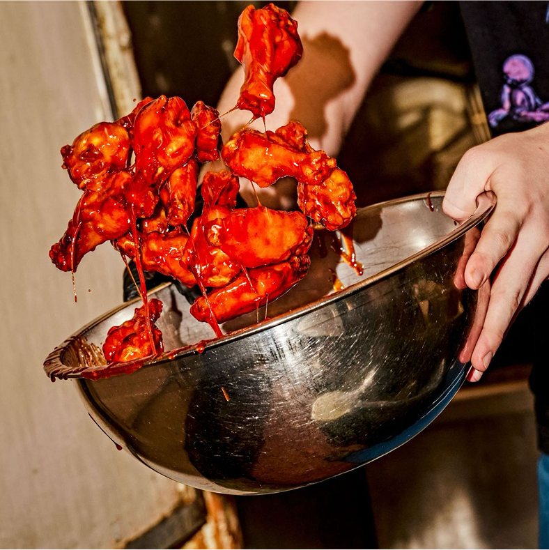 Wings tossed in a sauce